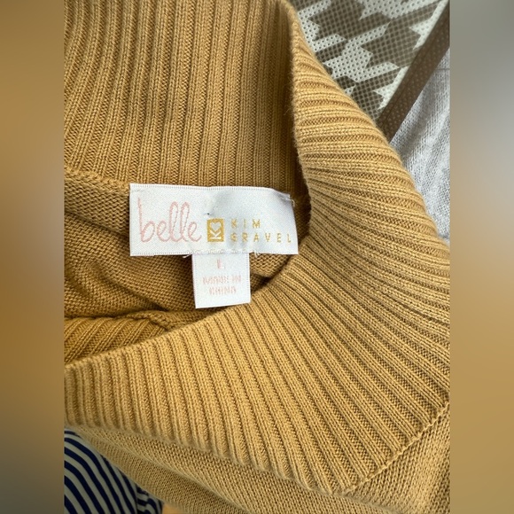 Belle by Kim Gravel Women's Mustard Cowl Neck Sweater - Picture 2 of 4